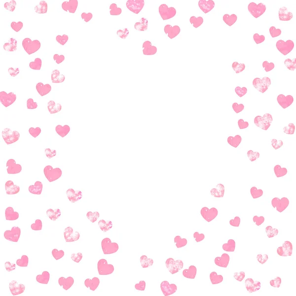 Pink Glitter Hjerter Konfetti Isoleret Baggrund Tilfældige Faldende Pailletter Med – Stock-vektor