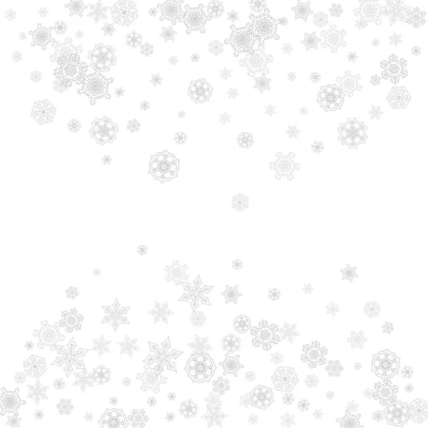 Hópelyhek Hullanak Fehér Háttérre Boldog Karácsonyt Boldog Évet Ezüst Lehulló — Stock Vector