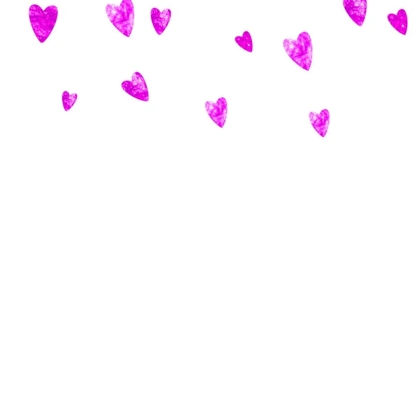 Valentýnské Srdce Růžovými Třpytkami Jisker Února Vektorové Konfety Valentýna Grunge — Stockový vektor