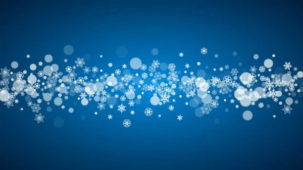 Copos Nieve Cayendo Sobre Fondo Azul Navidad Año Nuevo Tema — Archivo Imágenes Vectoriales