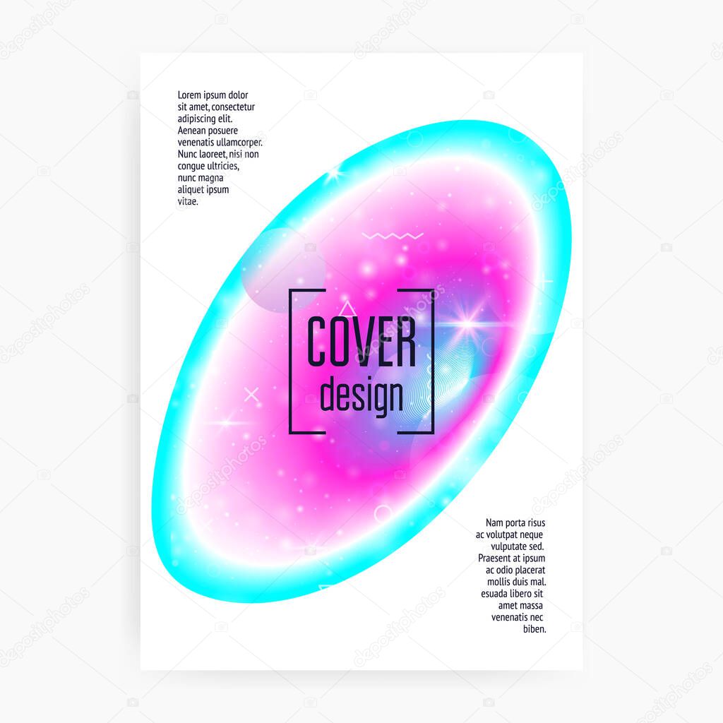 Space poster. Holographic gradients. Cosmic, Galactic science cover with planet, sun, deep fluid light. 3d magic dreamer unicorn sparkles. Space poster with galaxy universe shapes and stars.