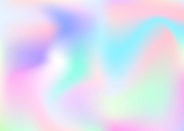 Soyut arkaplan hologramı. Hologramla canlı gradyan örgü arkaplanı. 90 'lar, 80' ler modası. Broşür, el ilanı, poster tasarımı, duvar kağıdı, mobil ekran için yanardöner grafik şablonu.