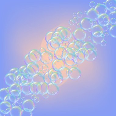 Arkaplanda şampuan kabarcıkları var. Gerçekçi su kabarcıkları 3 boyutlu. Serin gökkuşağı renkli, şampuanlı sıvı köpük. Kozmetik broşür ve davetiye. Banyo ve duş için sabun köpüğü temizliyorum..