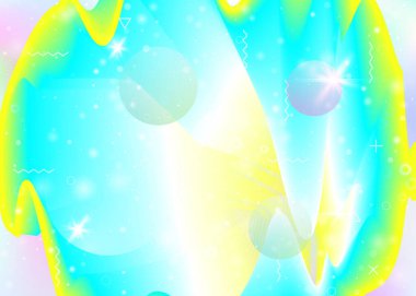 Canlı gökkuşağı gradyanı olan hologram arkaplanı. Dinamik sıvı. Holografik evren. Poster, sunum ve yıllık rapor için grafiksel şablon. Kawaii hologram geçmişi.