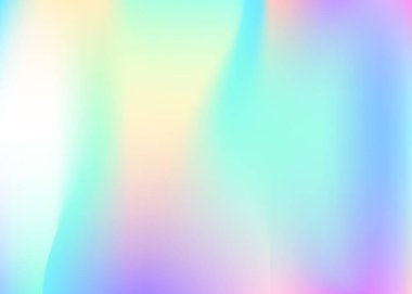 Soyut arkaplan hologramı. Hologramla neon gradyan örgü arkaplanı. 90 'lar, 80' ler modası. Broşür, el ilanı, poster tasarımı, duvar kağıdı, mobil ekran için Pearlescent grafik şablonu.