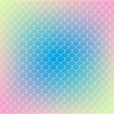 Eğilimli arka planda Squama. Squama süsüsüyle kare arkaplan. Parlak renk değişimi. Deniz kızı kuyruğu afişi ve davetiyesi. Su altı ve deniz deseni. Mavi, sarı, pembe renkler.