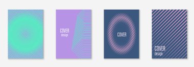 Soyut kapaklar ayarlandı. Yarım ton eğimli asgari trend vektörü. Broşür, poster, broşür ve davetiye için geometrik gelecek şablonu. Minimalist renkli kapak. Soyut şekiller illüstrasyon.