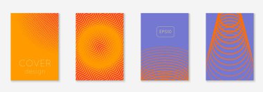 Soyut kapaklar ayarlandı. Yarım ton eğimli asgari trend vektörü. Broşür, poster, broşür ve davetiye için geometrik gelecek şablonu. Minimalist renkli kapak. Soyut şekiller illüstrasyon.