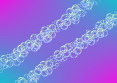 Değişken arkaplanda köpük temizleniyor. Gerçekçi su kabarcıkları 3 boyutlu. Şampuan köpüklü serin gökkuşağı renkli sıvı köpük. Yatay kozmetik broşür ve davetiye. Banyo ve duş için sabun köpüğü temizliyorum..