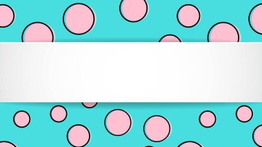 Pop sanatının renkli konfeti geçmişi. Siyah noktalar ve mürekkep çizgileriyle beyaz arka planda büyük renkli lekeler ve daireler. Pop sanat tarzında 3 boyutlu kağıt tabakla afiş. Broşür, satış ve reklam için hoş bir şablon.