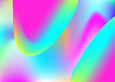 Sıvı şekilli. Minimum kart, rapor şablonu. Modern modayla birlikte holografik 3d arkaplan. Canlı gradyan örgüsü. Sıvı dinamik elementlerle akışkan şekil arkaplanı.