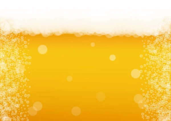 Pivní Pozadí Realistickými Bublinami Chladný Nápoj Pro Design Jídelního Lístku — Stockový vektor