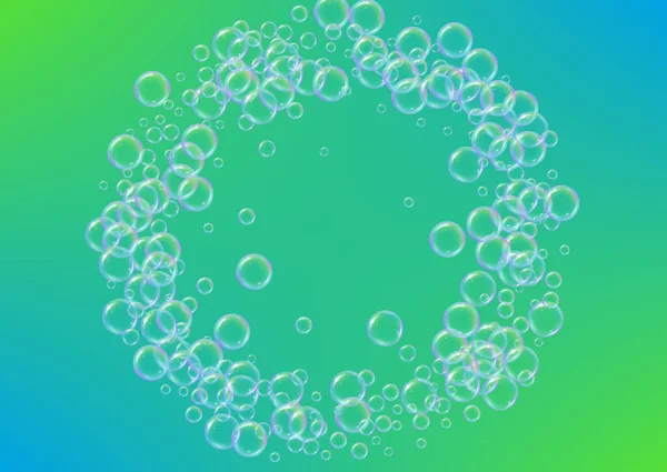 Shampoo Bubbles Gradient Background Realistic Water Bubbles Cool Liquid Foam — Stock Vector