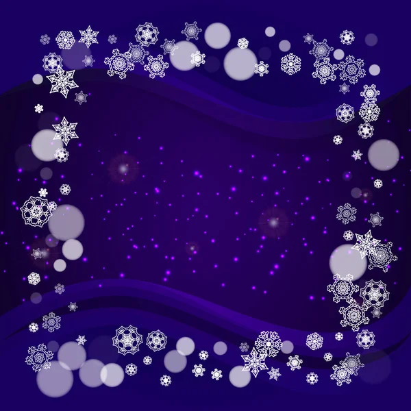 Winter Frame Ultra Violet Snowflakes New Year Snowy Backdrop Snow — Stock Vector