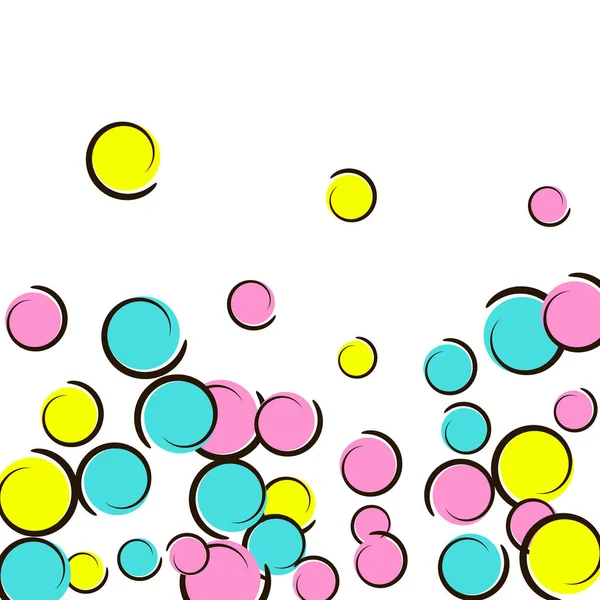 Gepunkteter Hintergrund Mit Pop Art Konfetti Große Farbige Flecken Spiralen — Stockvektor