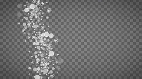 Blizzard Flocons Neige Sur Fond Gris Transparent Vente Hiver Conception — Image vectorielle