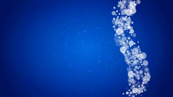 Marco Navidad Con Nieve Cayendo Sobre Fondo Azul Con Destellos — Archivo Imágenes Vectoriales