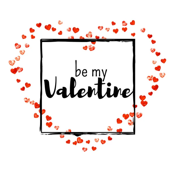 발렌틴 카드에 반짝이는 Vector Confetti Valentines Day Card Template 그림그리기 — 스톡 벡터