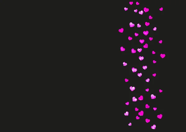 Herzrahmen Hintergrund Mit Rosa Glitzern Valentinstag Vektorkonfetti Handgezeichnete Textur Liebe — Stockvektor