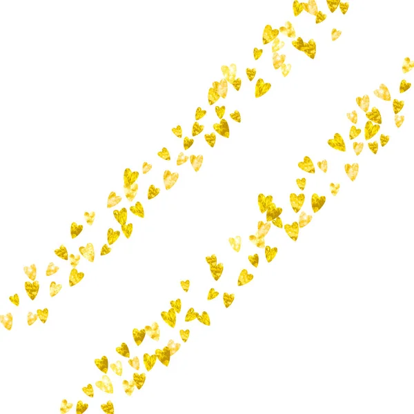 Bruiloft Confetti Met Gouden Glitter Hartjes Valentijnsdag Vector Achtergrond Handgetekende — Stockvector