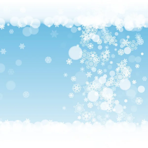 Різдвяні Сніжинки Зимовому Тлі Рамка Сезонних Зимових Банерів Подарункових Купонів — стоковий вектор