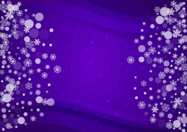 超紫色の雪片と冬のフレーム 新年の霜の背景 チラシ ギフトカード 招待状 ビジネスオファーや広告の雪の国境 クリスマスの流行の背景 冬のフレームとホリデーバナー — ストックベクタ