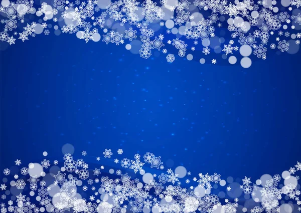 Nyår Snö Blå Bakgrund Vintertema Horisontell Jul Och Nyår Snö — Stock vektor