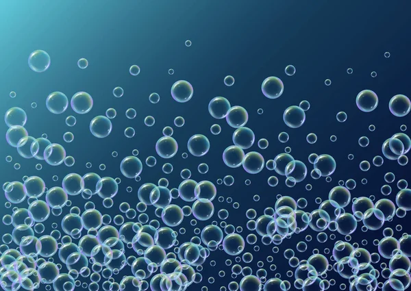 Мыльная Пена Градиентном Фоне Реалистичные Пузыри Воды Охлаждающая Радужная Жидкая — стоковый вектор