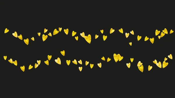 情人节的心闪烁着金色的光芒 2月14日情人节心脏模板的向量Confetti 手绘手绘纹理 派对邀请 零售和广告的主题 — 图库矢量图片