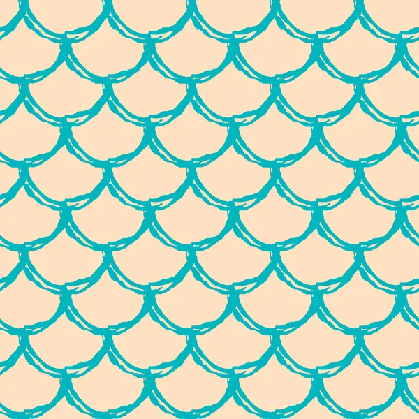 Little Mermaid Seamless Pattern Fish Skin Texture Tillable Background Girl — Stock Vector