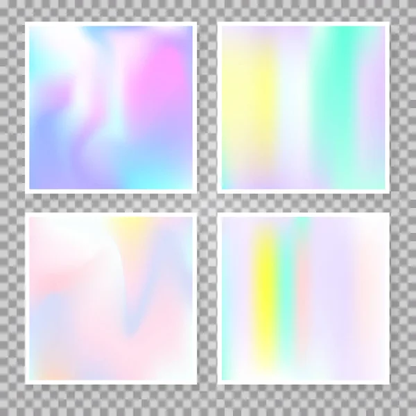 Hologram Abstract Backgrounds Set Plastic Gradient Backdrop Hologram 90S 80S — Stock Vector