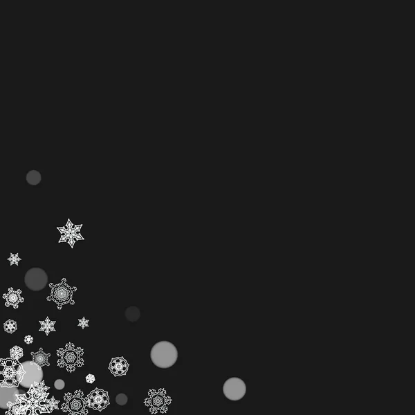 Vánoční Rám Sněhové Vločky Černém Pozadí Novoroční Téma Stylový Vánoční — Stockový vektor