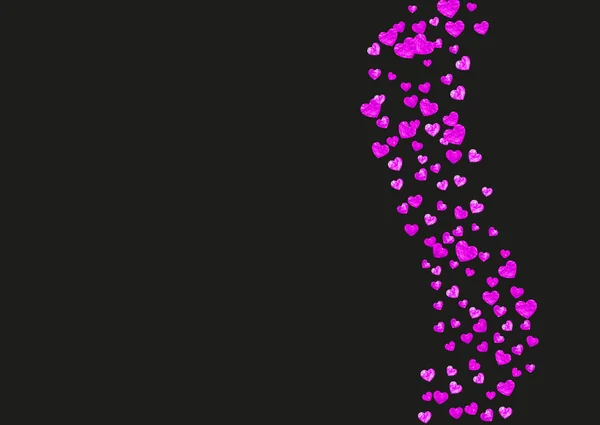 Hartgrens Voor Valentijnsdag Met Roze Glitter Februari Dag Vector Confetti — Stockvector