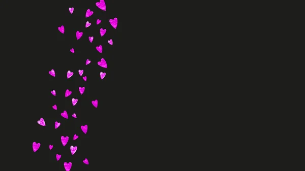 ピンクの輝きとバレンタインデーの境界線が輝きます 2月14日 バレンタインデーボーダーテンプレート用ベクトルコンフェッティ 手描きの質感をグランジ ギフト券 バウチャー イベントのための愛のテーマ — ストックベクタ