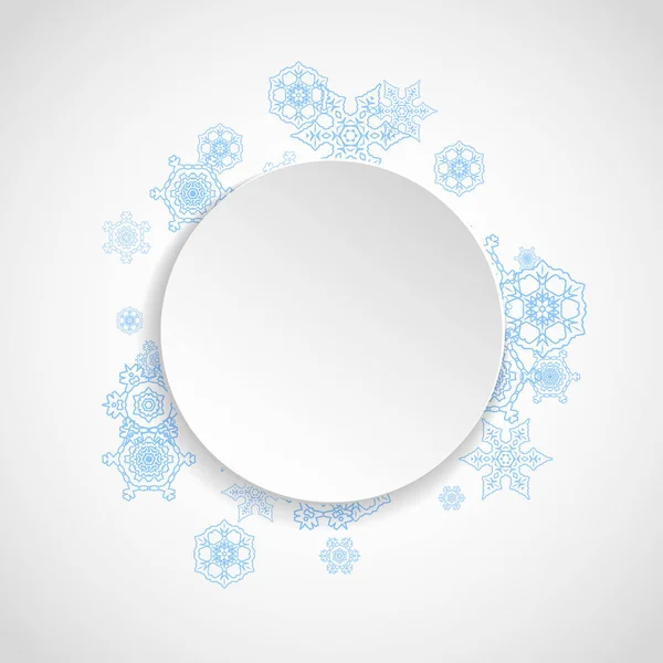 Новорічний Сніг Білому Тлі Синя Рамка Зимових Банерів Подарунковий Купон — стоковий вектор