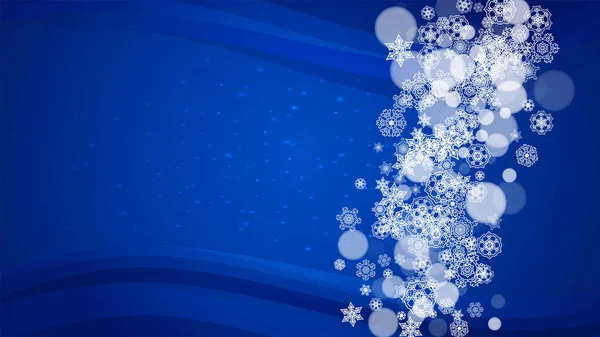 Flocons Neige Noël Sur Fond Bleu Avec Des Étincelles Cadre — Image vectorielle