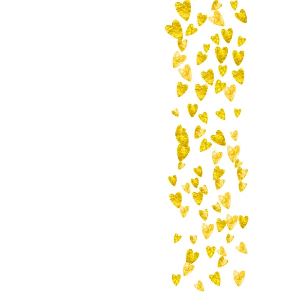 Серце Конфітті Фону Золотим Блиском День Святого Валентина Векторна Рамка — стоковий вектор