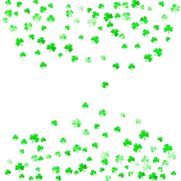 Shamrock Background Saint Patricks Day Lucky Trefoil Confetti Glitter Frame — Stock Vector