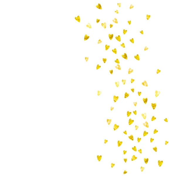 Bruids Achtergrond Met Gouden Glitter Hartjes Valentijnsdag Vectorconfetti Handgetekende Textuur — Stockvector