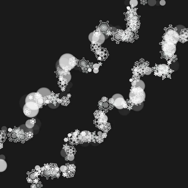 Новорічний Фон Білими Морозними Сніжинками Снігопадний Фон Стильний Новорічний Фон — стоковий вектор