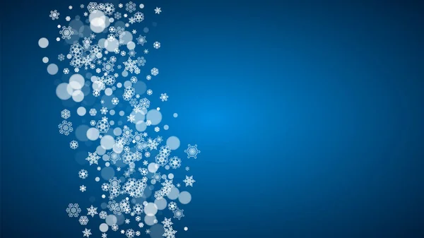 Marco Navidad Con Nieve Cayendo Sobre Fondo Azul Marco Feliz — Vector de stock