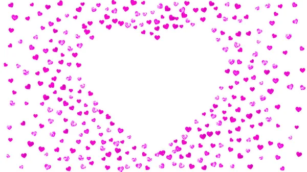 Tarjeta San Valentín Con Corazones Purpurina Rosa Febrero Vector Confetti — Vector de stock