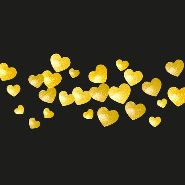 Biglietto San Valentino Con Cuori Glitter Oro Febbraio Coriandoli Vettoriali — Vettoriale Stock