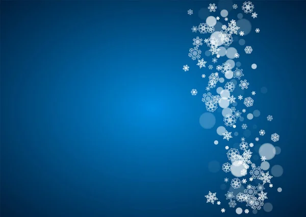 Fiocchi Neve Capodanno Sfondo Blu Tema Orizzontale Invernale Natale Capodanno — Vettoriale Stock