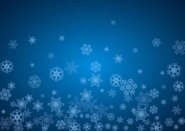 Nowy Rok Płatki Śniegu Niebieskim Tle Iskrami Poziome Boże Narodzenie — Wektor stockowy