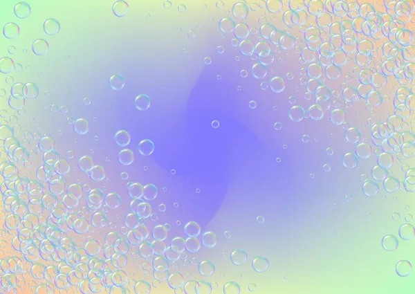 Zeepschuim Een Hellende Ondergrond Realistische Waterbellen Koele Regenboog Gekleurde Vloeibare — Stockvector