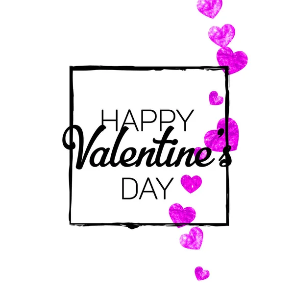 Valentijnskaart Met Roze Glitterhartjes Februari Vector Confetti Voor Valentijnskaart Sjabloon — Stockvector