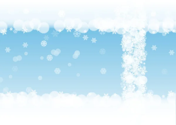 新年背景 白霜雪片 水平降雪背景 冬季新年背景的节日横幅 落雪与Bokeh和片片特价和销售 — 图库矢量图片