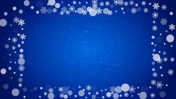 Wintergrens Met Witte Sneeuwvlokken Voor Kerstmis Nieuwjaarsviering Horizontale Wintergrens Blauwe — Stockvector