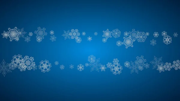 New Year Background Silver Frosty Snowflakes Horizontal Backdrop Stylish New — Stock Vector